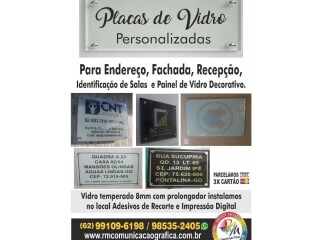 Placas de Endereco em vidro Aparecida de Goiania GO Servicos especializados no [***] 